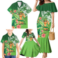 Aloha Hawaii St Patrick's Day Family Matching Mermaid Dress and Hawaiian Shirt Polynesian Style