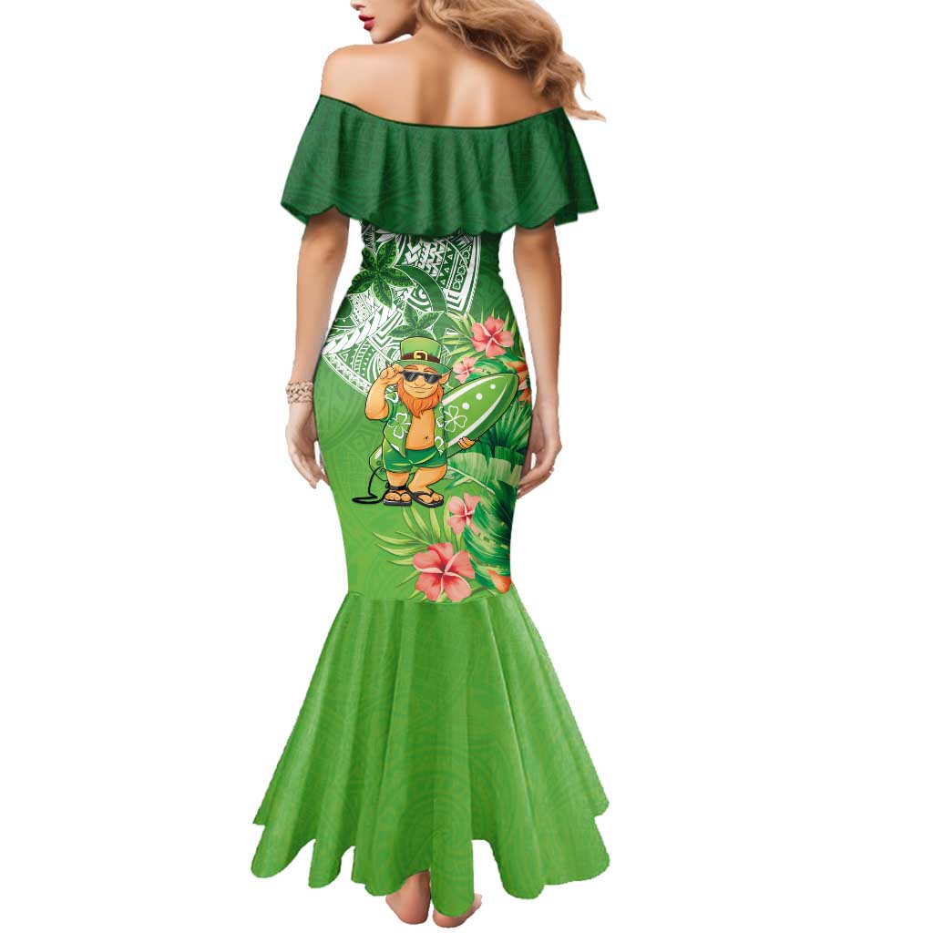 Aloha Hawaii St Patrick's Day Family Matching Mermaid Dress and Hawaiian Shirt Polynesian Style