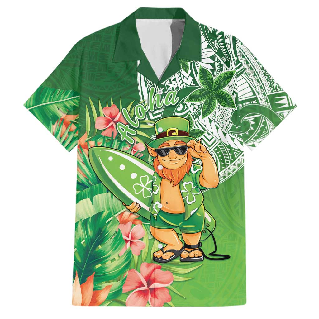 Aloha Hawaii St Patrick's Day Family Matching Puletasi and Hawaiian Shirt Polynesian Style LT05 Dad's Shirt - Short Sleeve Green - Polynesian Pride