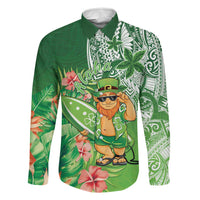 Aloha Hawaii St Patrick's Day Family Matching Puletasi and Hawaiian Shirt Polynesian Style LT05 Dad's Shirt - Long Sleeve Green - Polynesian Pride