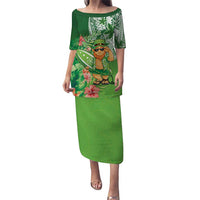 Aloha Hawaii St Patrick's Day Family Matching Puletasi and Hawaiian Shirt Polynesian Style LT05 Mom's Dress Green - Polynesian Pride