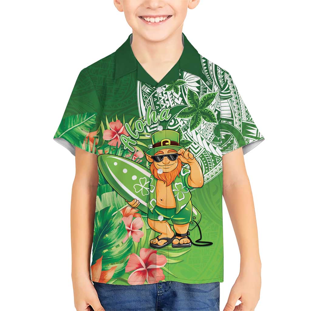 Aloha Hawaii St Patrick's Day Family Matching Puletasi and Hawaiian Shirt Polynesian Style LT05 Son's Shirt Green - Polynesian Pride