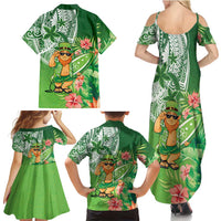 Aloha Hawaii St Patrick's Day Family Matching Summer Maxi Dress and Hawaiian Shirt Polynesian Style