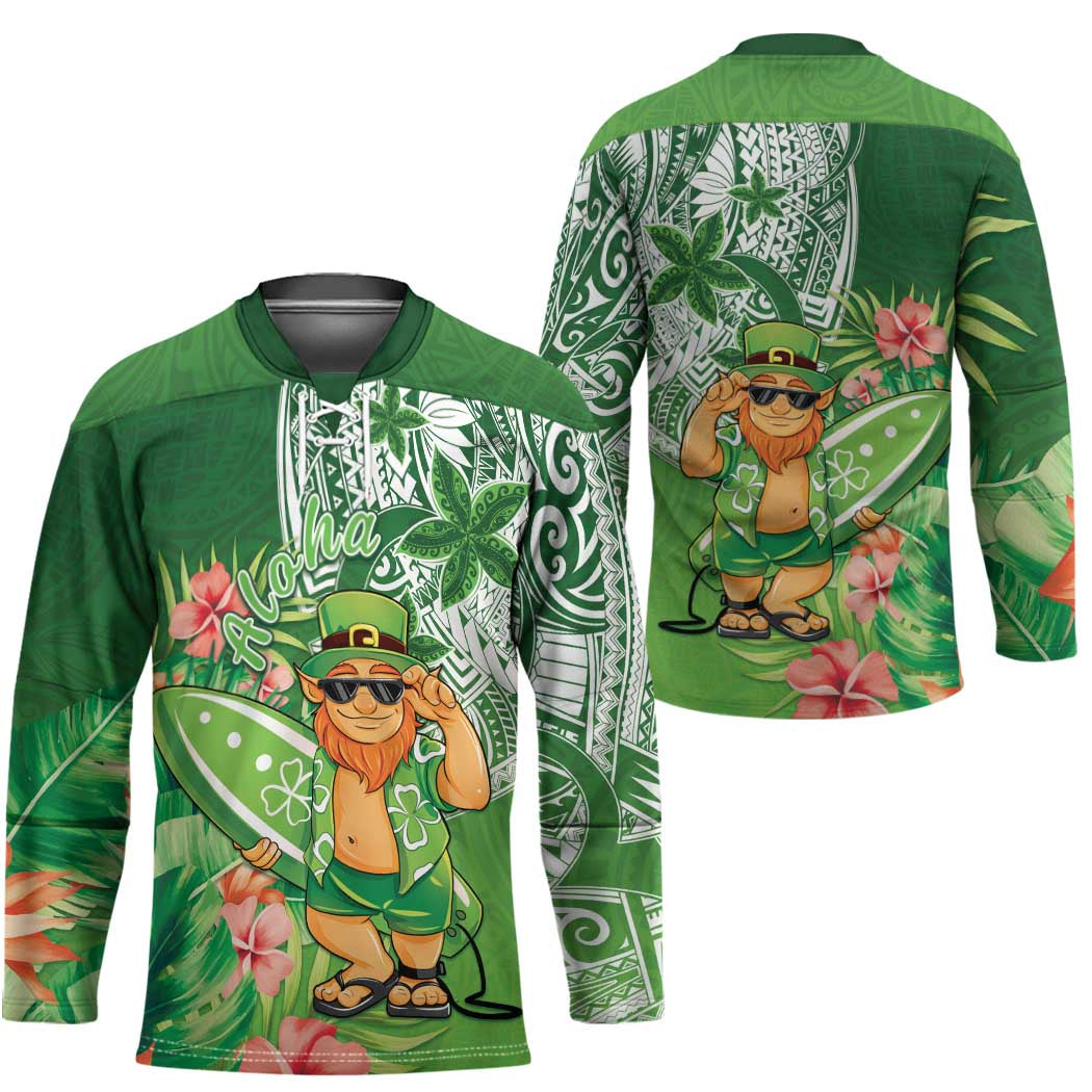 Aloha Hawaii St Patrick's Day Hockey Jersey Polynesian Style