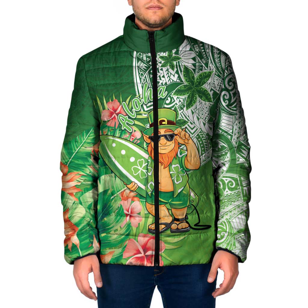 Aloha Hawaii St Patrick's Day Padded Jacket Polynesian Style