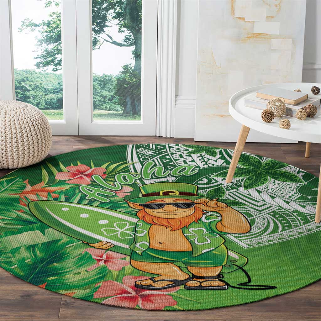 Aloha Hawaii St Patrick's Day Round Carpet Polynesian Style