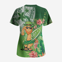 Aloha Hawaii St Patrick's Day Scrub Top Polynesian Style