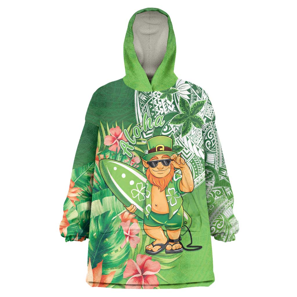 Aloha Hawaii St Patrick's Day Wearable Blanket Hoodie Polynesian Style