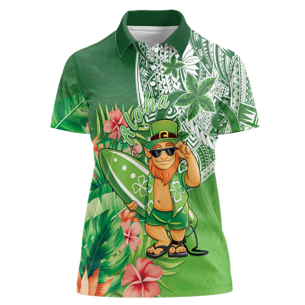 Aloha Hawaii St Patrick's Day Women Polo Shirt Polynesian Style