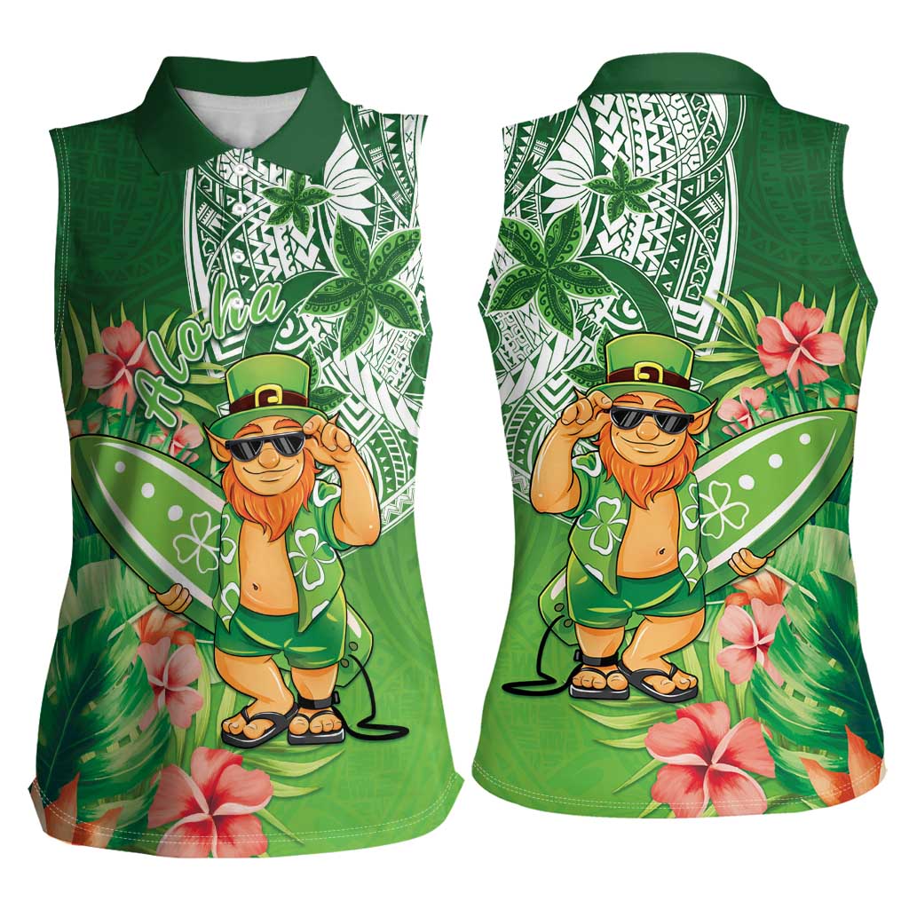 Aloha Hawaii St Patrick's Day Women Sleeveless Polo Shirt Polynesian Style