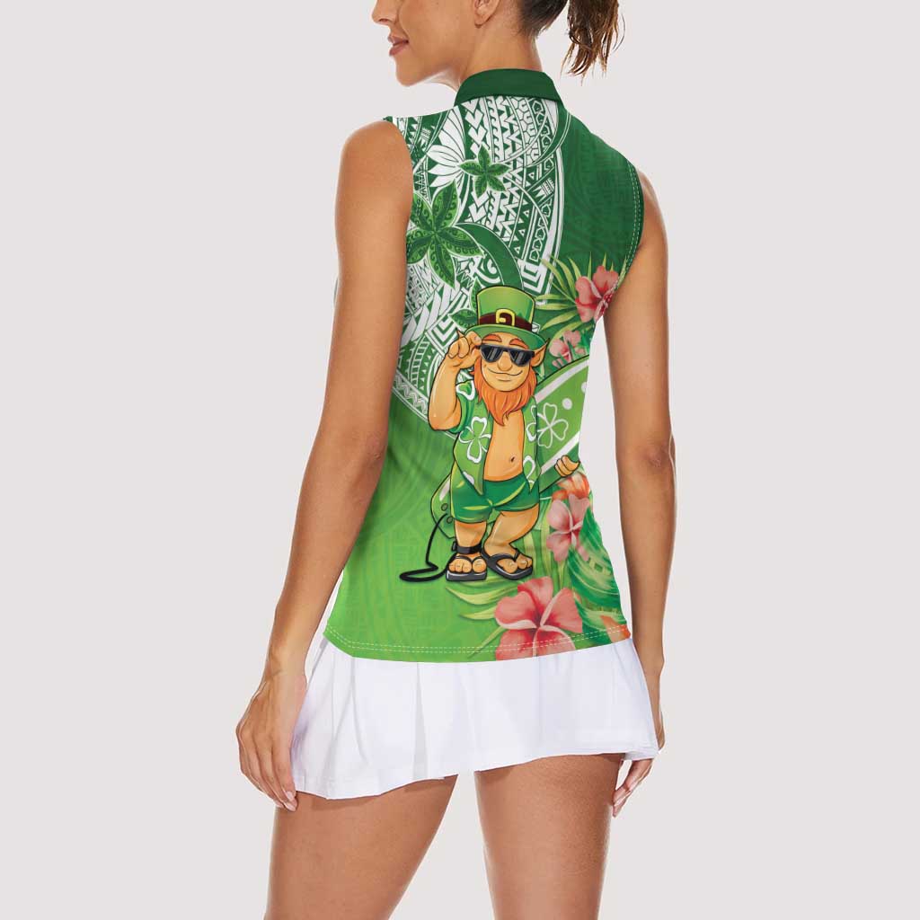 Aloha Hawaii St Patrick's Day Women Sleeveless Polo Shirt Polynesian Style