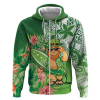 Aloha Hawaii St Patrick's Day Zip Hoodie Polynesian Style