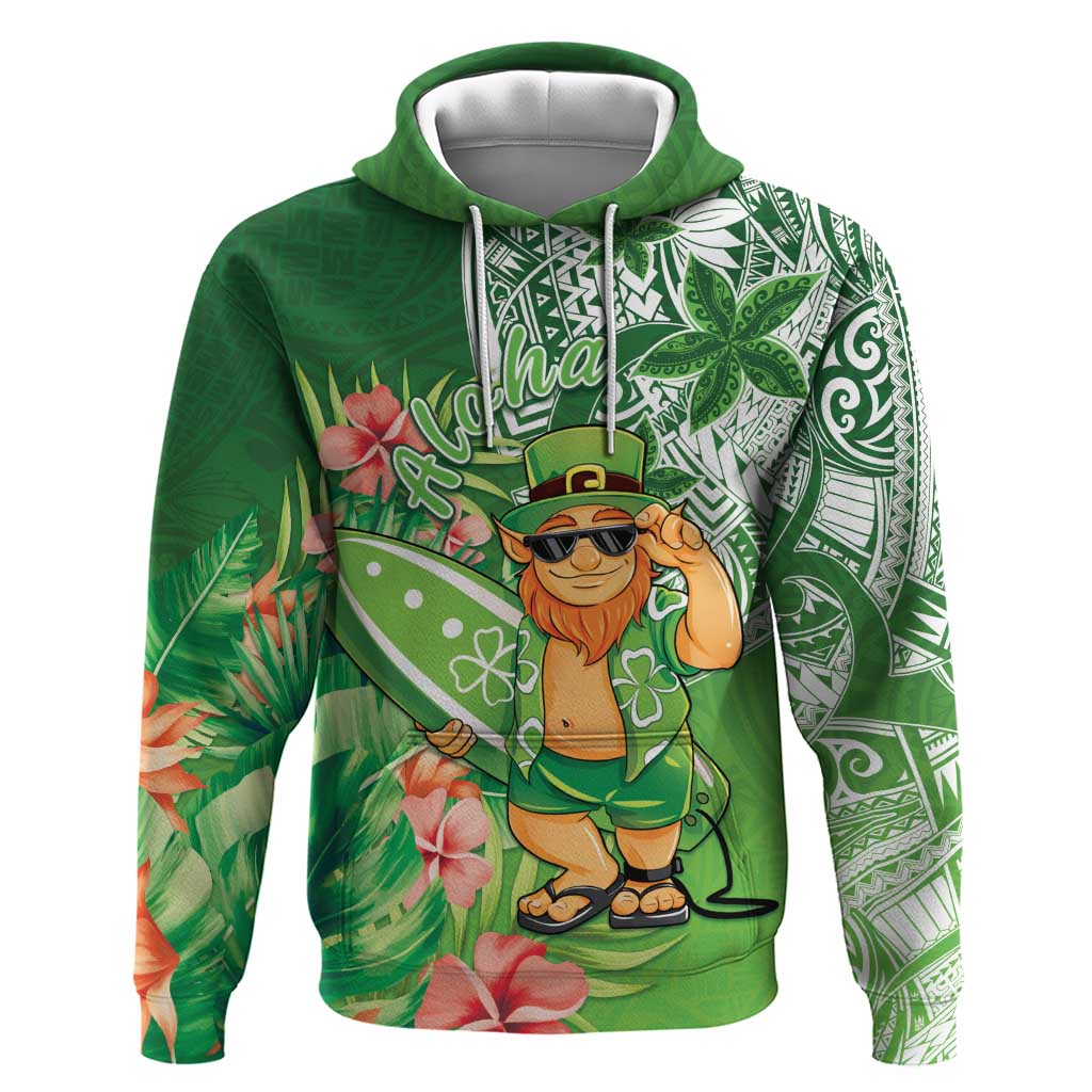 Aloha Hawaii St Patrick's Day Zip Hoodie Polynesian Style