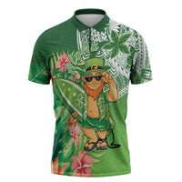 Aloha Hawaii St Patrick's Day Zipper Polo Shirt Polynesian Style