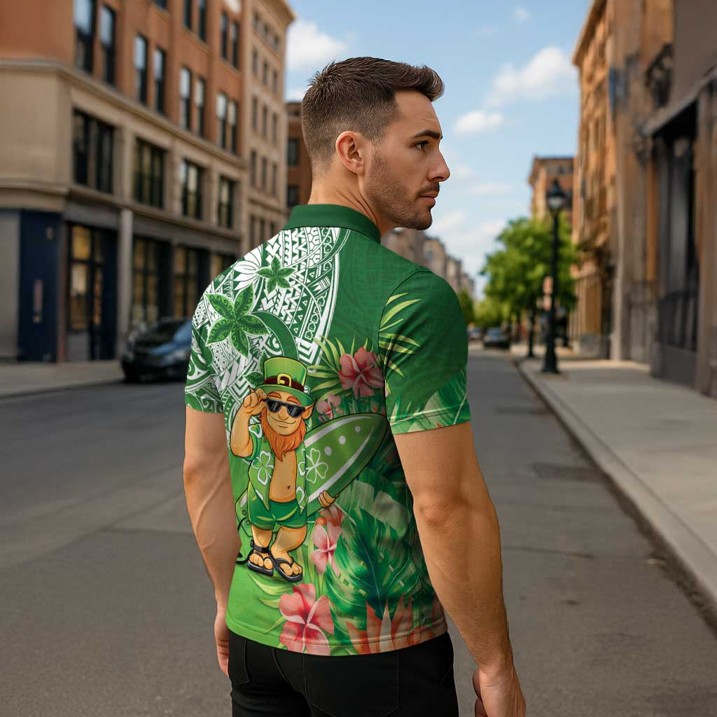 Aloha Hawaii St Patrick's Day Zipper Polo Shirt Polynesian Style