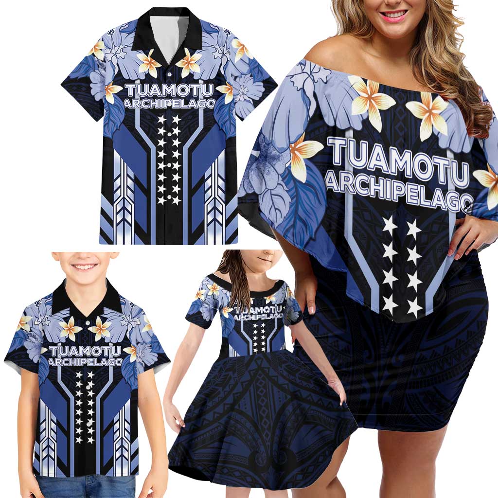 French Polynesia Tuamotu Archipelago Family Matching Off Shoulder Short Dress and Hawaiian Shirt Polynesian Pattern Unique Style LT05 - Polynesian Pride