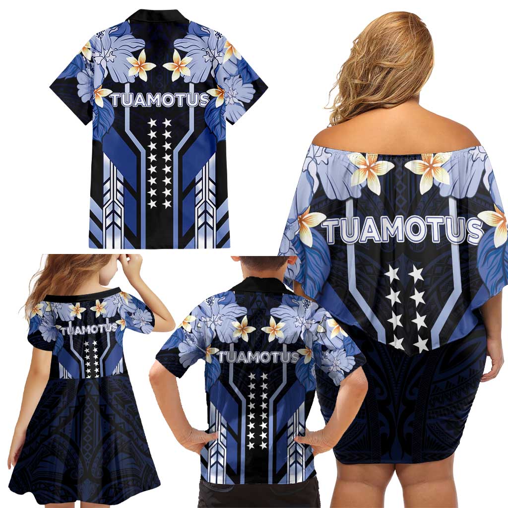 French Polynesia Tuamotu Archipelago Family Matching Off Shoulder Short Dress and Hawaiian Shirt Polynesian Pattern Unique Style LT05 - Polynesian Pride