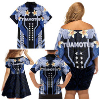 French Polynesia Tuamotu Archipelago Family Matching Off Shoulder Short Dress and Hawaiian Shirt Polynesian Pattern Unique Style LT05 - Polynesian Pride