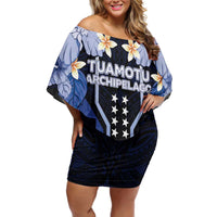 French Polynesia Tuamotu Archipelago Family Matching Off Shoulder Short Dress and Hawaiian Shirt Polynesian Pattern Unique Style LT05 Mom's Dress Navy - Polynesian Pride