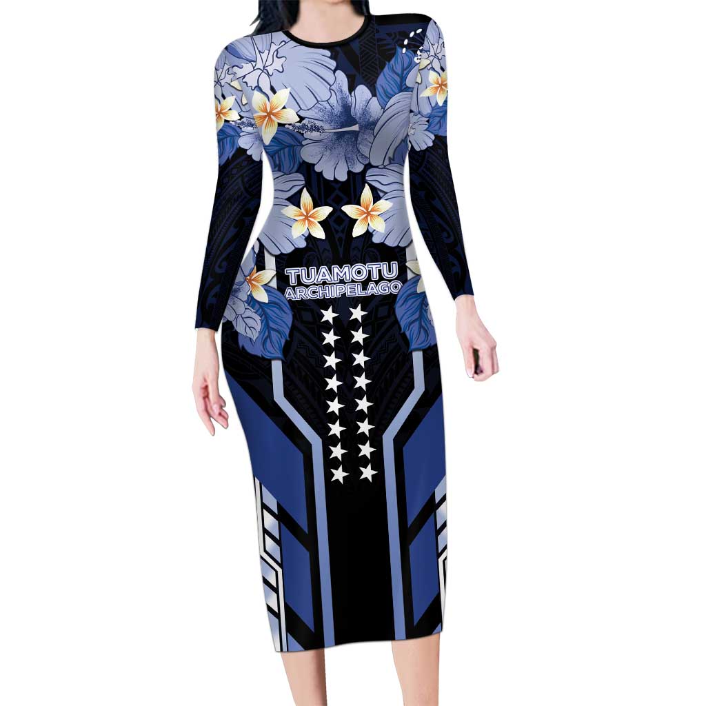 French Polynesia Tuamotu Archipelago Long Sleeve Bodycon Dress Polynesian Pattern Unique Style