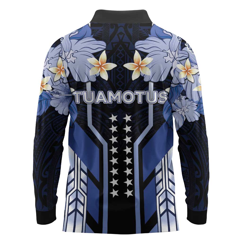French Polynesia Tuamotu Archipelago Long Sleeve Polo Shirt Polynesian Pattern Unique Style