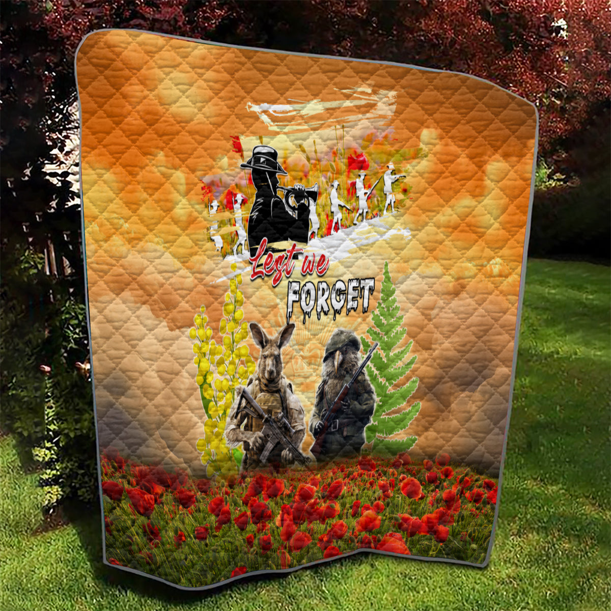 Australia And New Zealand ANZAC Day Quilt Kangaroo And Kiwi Bird Soldiers Lest We Forget LT05 - Polynesian Pride