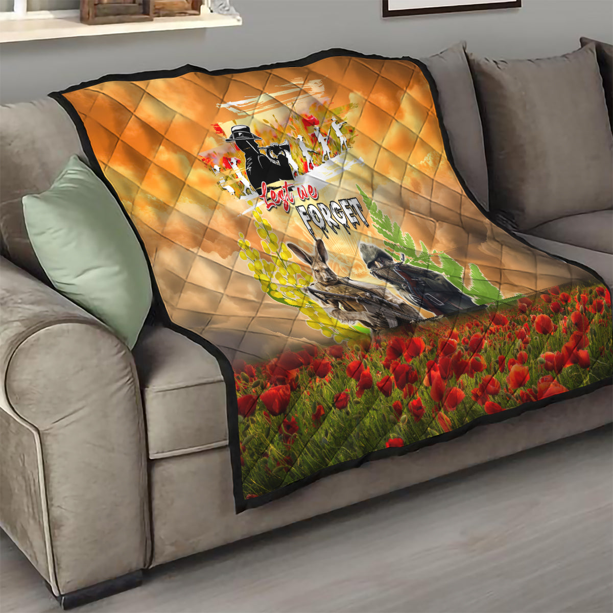Australia And New Zealand ANZAC Day Quilt Kangaroo And Kiwi Bird Soldiers Lest We Forget LT05 - Polynesian Pride