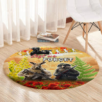 Australia And New Zealand ANZAC Day Round Carpet Kangaroo And Kiwi Bird Soldiers Lest We Forget LT05 - Polynesian Pride