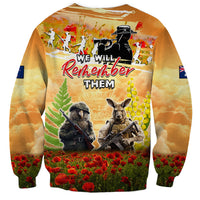 Australia And New Zealand ANZAC Day Sweatshirt Kangaroo And Kiwi Bird Soldiers Lest We Forget LT05 - Polynesian Pride