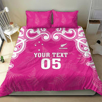 New Zealand Fern Women Rugby Custom Bedding Set Pink Maori Pattern