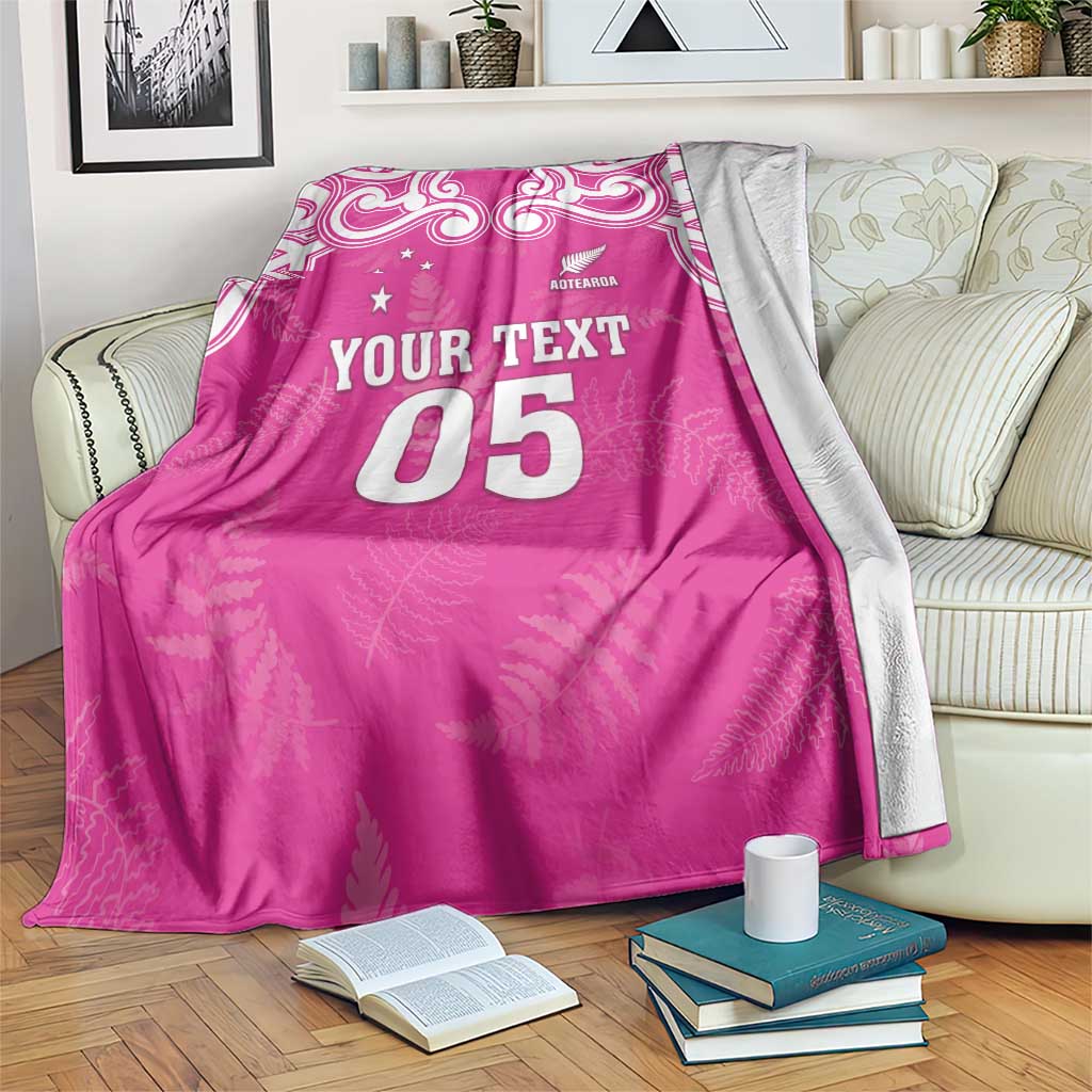 New Zealand Fern Women Rugby Custom Blanket Pink Maori Pattern