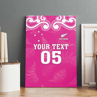New Zealand Fern Women Rugby Custom Canvas Wall Art Pink Maori Pattern