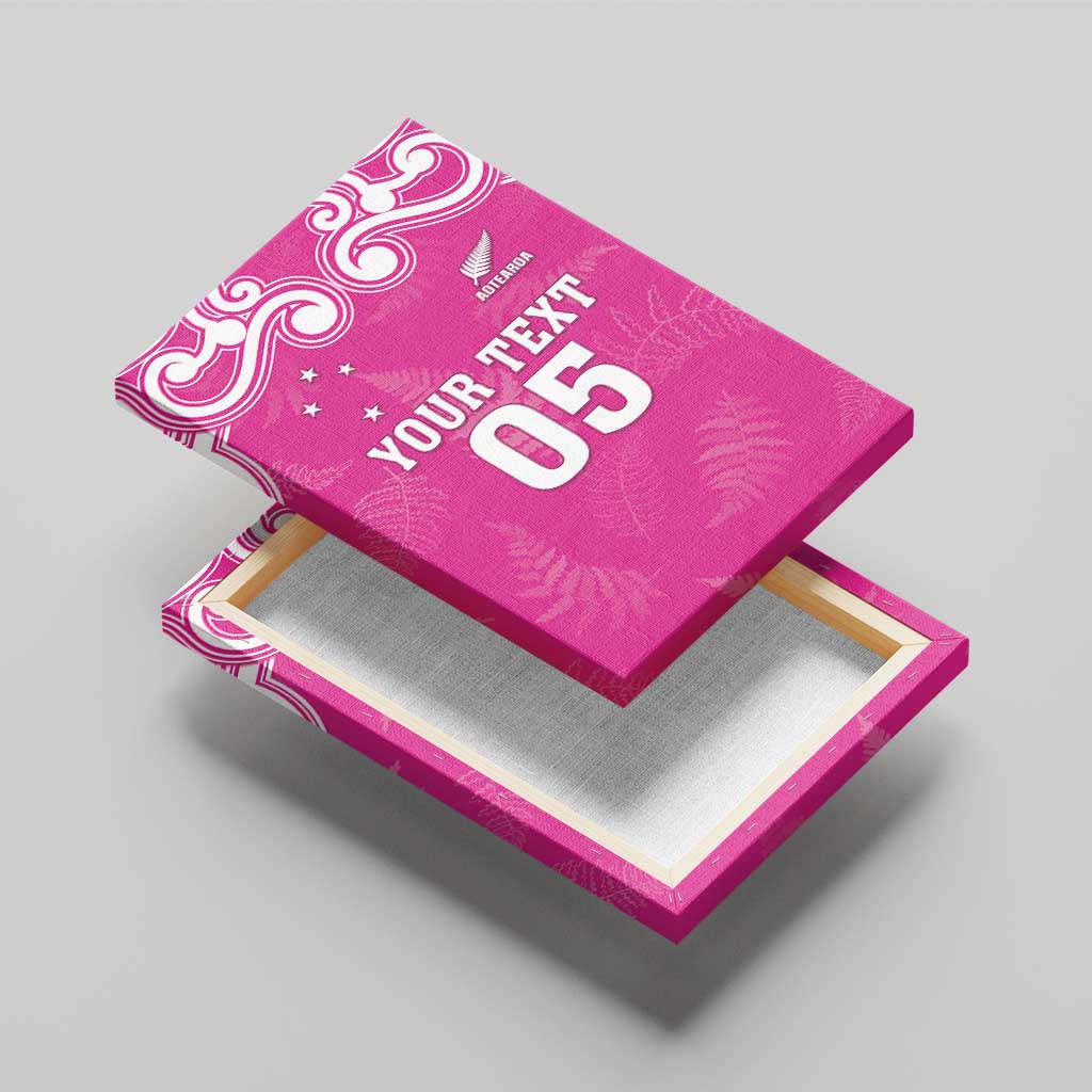 New Zealand Fern Women Rugby Custom Canvas Wall Art Pink Maori Pattern