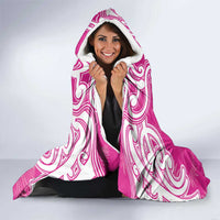 New Zealand Fern Women Rugby Custom Hooded Blanket Pink Maori Pattern