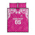New Zealand Fern Women Rugby Custom Quilt Bed Set Pink Maori Pattern