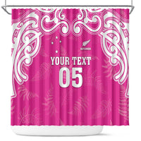 New Zealand Fern Women Rugby Custom Shower Curtain Pink Maori Pattern