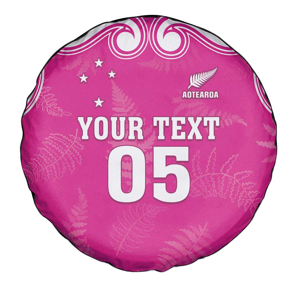 New Zealand Fern Women Rugby Custom Spare Tire Cover Pink Maori Pattern