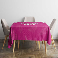 New Zealand Fern Women Rugby Custom Tablecloth Pink Maori Pattern