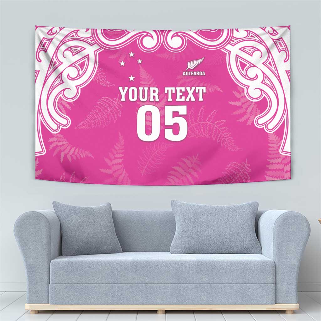 New Zealand Fern Women Rugby Custom Tapestry Pink Maori Pattern