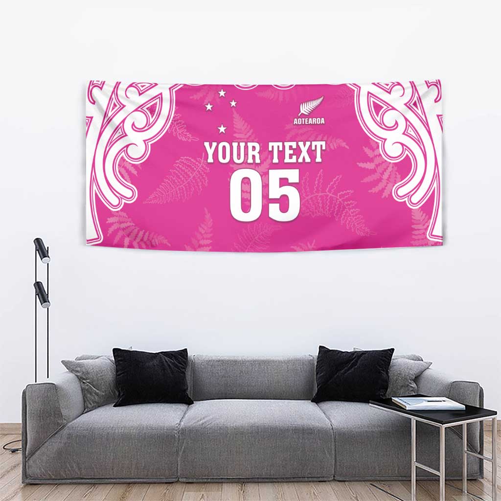 New Zealand Fern Women Rugby Custom Tapestry Pink Maori Pattern