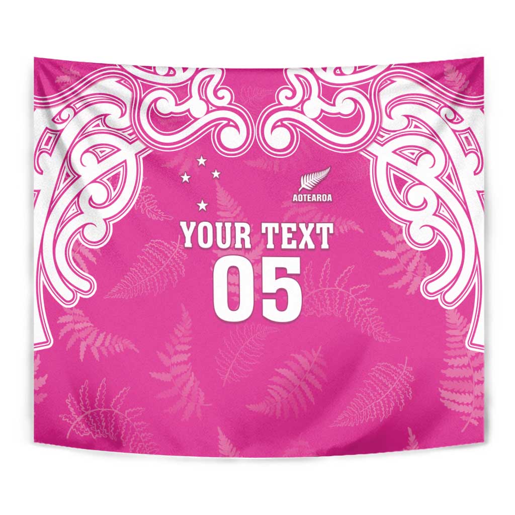 New Zealand Fern Women Rugby Custom Tapestry Pink Maori Pattern