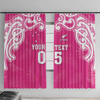 New Zealand Fern Women Rugby Custom Window Curtain Pink Maori Pattern
