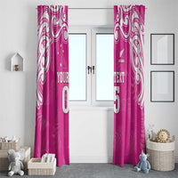 New Zealand Fern Women Rugby Custom Window Curtain Pink Maori Pattern