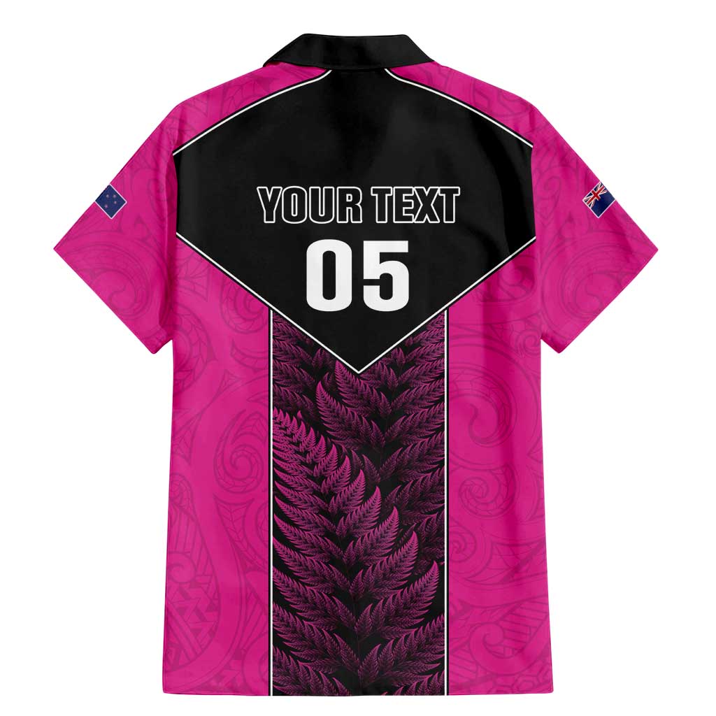 New Zealand Fern Rugby Custom Family Matching Mermaid Dress and Hawaiian Shirt Pink Maori Pattern