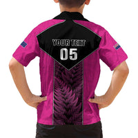 New Zealand Fern Rugby Custom Family Matching Summer Maxi Dress and Hawaiian Shirt Pink Maori Pattern