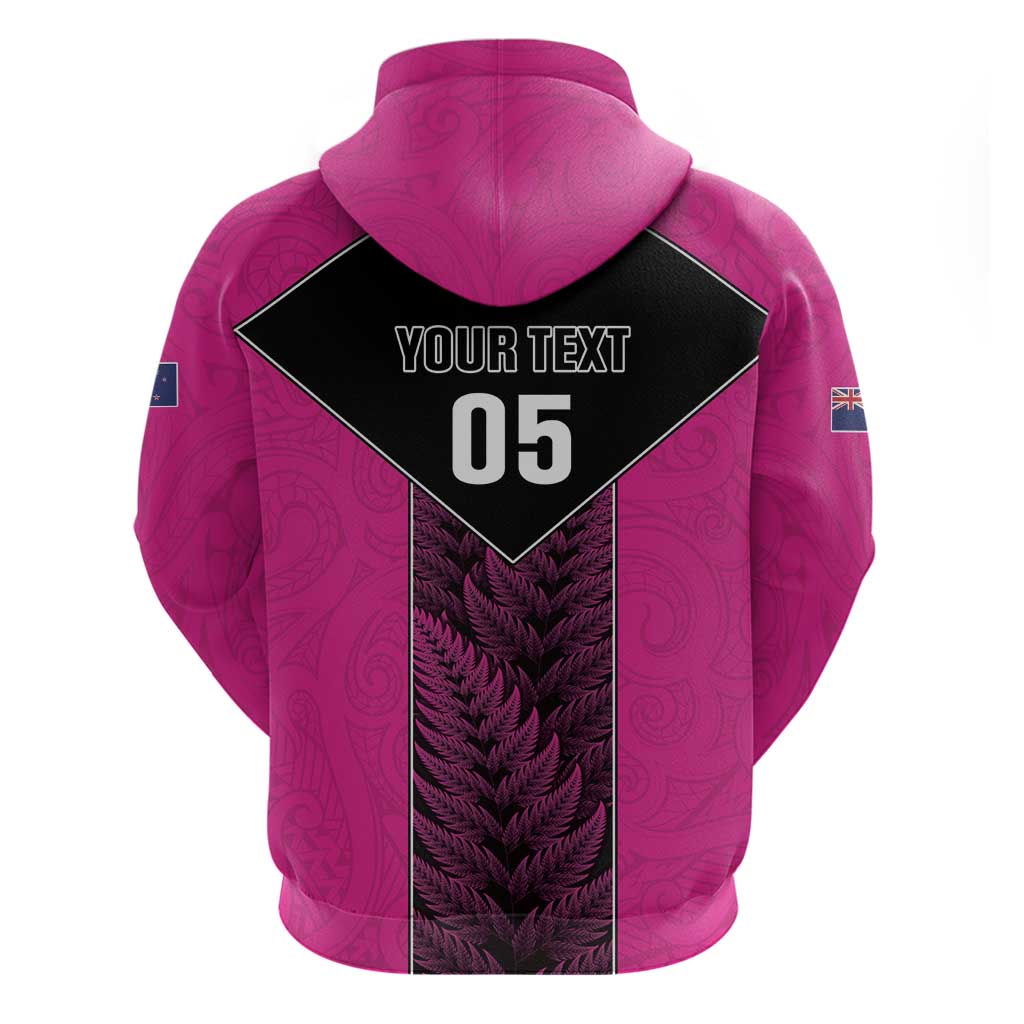 New Zealand Fern Rugby Custom Hoodie Pink Maori Pattern