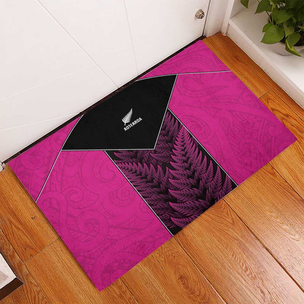New Zealand Fern Rugby Rubber Doormat Pink Maori Pattern