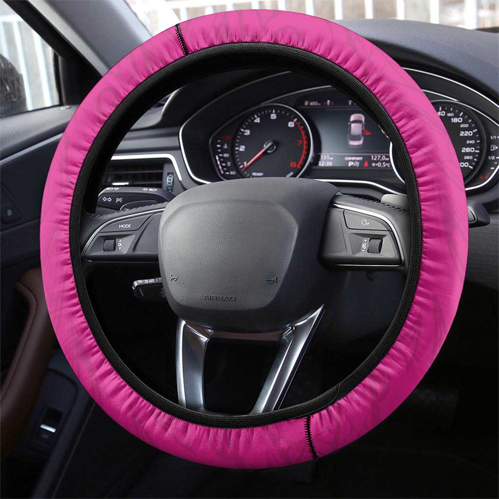 New Zealand Fern Rugby Steering Wheel Cover Pink Maori Pattern