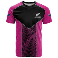New Zealand Fern Rugby Custom T Shirt Pink Maori Pattern