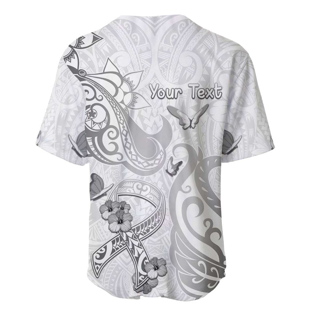 Personalised Brain Cancer Awareness Baseball Jersey Ribbon Polynesian Pattern